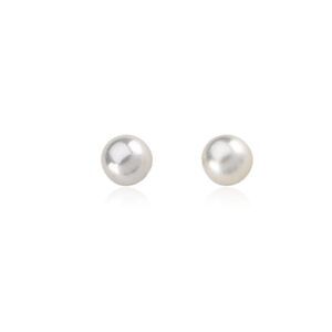 4mm White Akoya Cultured Pearl and 14k Yellow Gold Stud Earrings